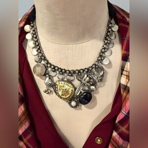 Elegant Silver and Gold Charm Upcycled Necklace